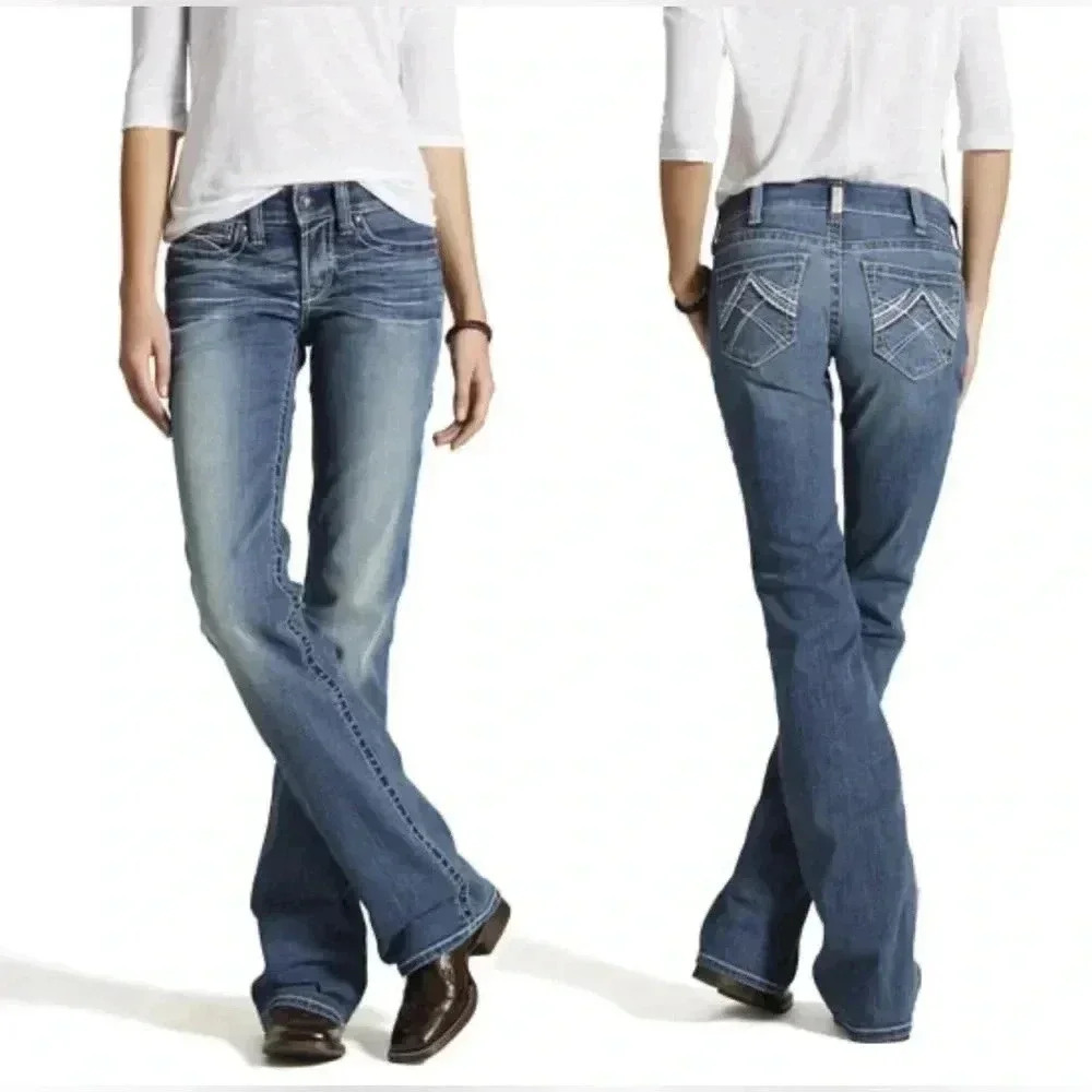 Ariat R.E.A.L. Mid Rise Whipstitch Bootcut Rainstorm